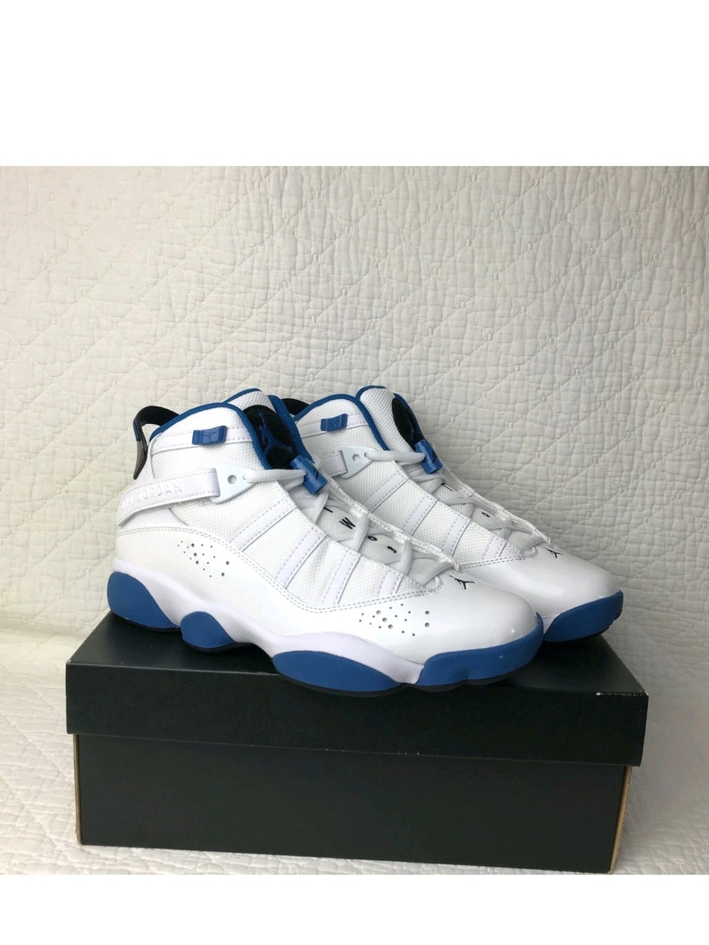 Size 12 - Air Jordan 6 Rings White Dark Marina Blue,Smooth Shoes